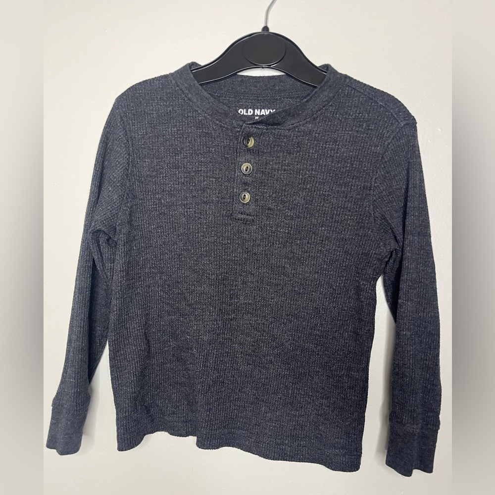 Old Navy Long Sleeve Gray Waffleknit Shirt Size 3T